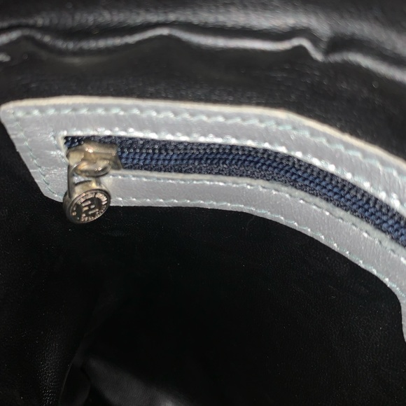 FENDI vintage denim adjustable bag with silver leather piping and rhinestones. - Picture 6 of 16